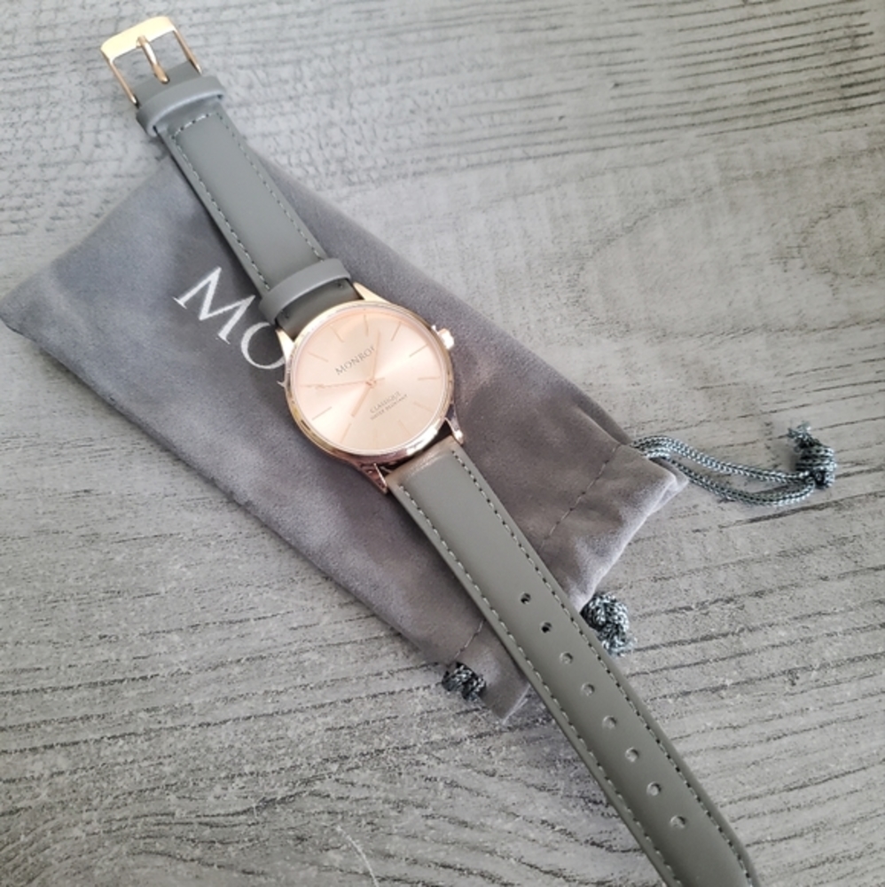 Monroé Classique Watch rose gold and grey leather